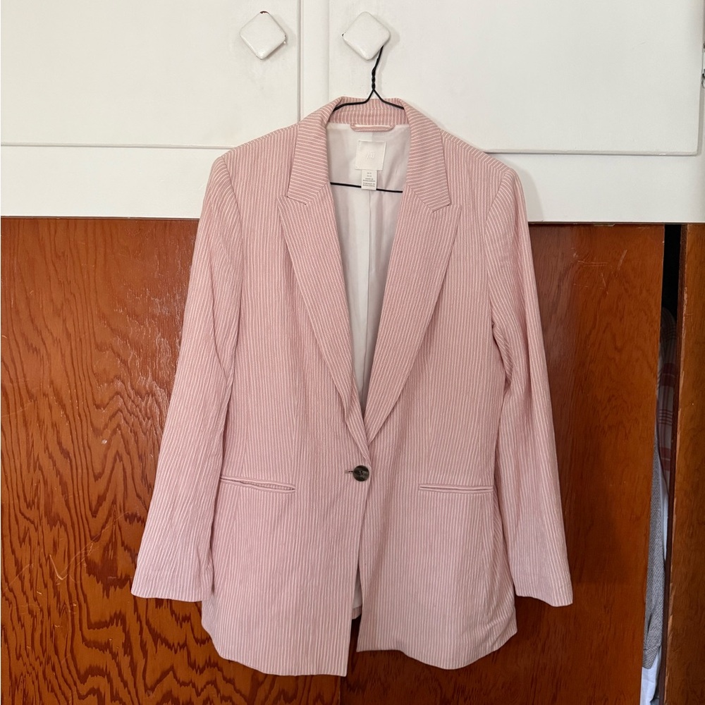 H&M Light Pink Pinstripe Blazer